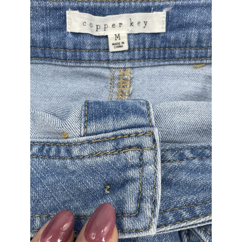 Blue Jean Denim Mini Skirt Button Front Pockets Size Medium Y2K - Picture 10 of 15